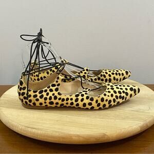 Loeffler Randall Ambra Laceup Cheetahprint Calf Hair Flats Women’s Sz 7.5 B